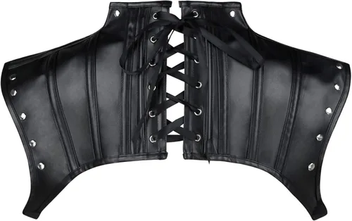 Vista 2 de Charmian Disfraz de cuero gótico Steampunk para mujer chaqueta de hombro