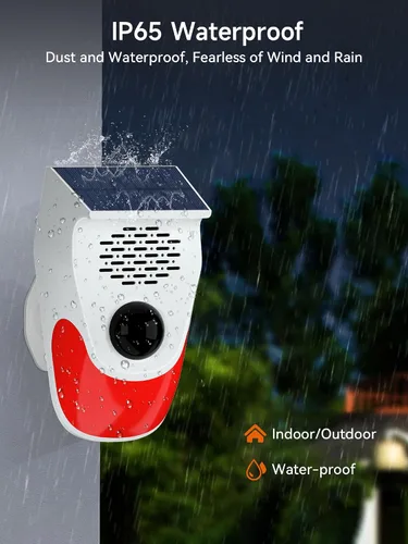 Vista 7 de PILSAMAS Alarma solar con sensor de movimiento con carga de voz personalizada: generador de ruido fuerte de 120 dB y luces estroboscópicas, control