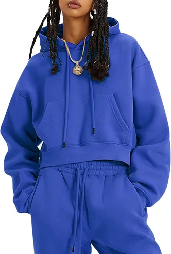 Vista 43 de Kissonic Conjunto deportivo de forro polar para mujer, 2 piezas, sudadera con capucha y pantalones deportivos