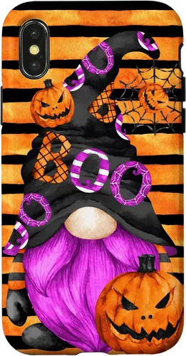 Vista 5 de iPhone 16 Halloween Gnome With Purple Beard Women Pumpkin Witchy Boo Case