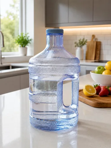 Vista 3 de H8O® botella de agua redonda de 1 galón sin BPA con tapa de 48 mm (negra)