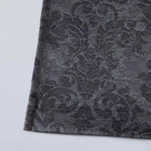Vista 4 de Warm Home Designs 1 par (2 paneles) de cortinas opacas de carbón gris con patrón de flores de damasco texturizado en relieve. Cada panel de cortina