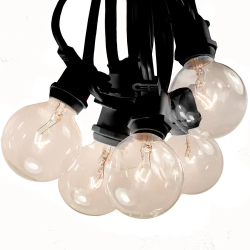 Vista 6 de Cadena de luces LED comerciales C9 G50 de 25 pies con 20 LED G50 transparentes de 2 pulgadas, bombillas de 6 vatios y cable blanco LED G50 Diode