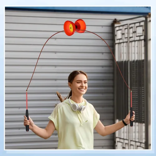 Vista 5 de Lenwen Juego de 3 diábolos chinos Yoyo, 5 rodamientos Pro Diábolos (5 pulgadas) con palos de mano y cuerdas de aleación de aluminio, juguete
