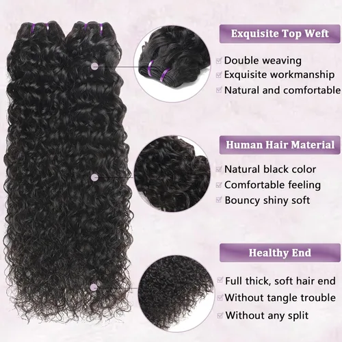 Vista 2 de Beauty Queen 16A Paquetes de Cabello Crudo Ondas de Agua 14 16 18 Pulgadas 3 Paquetes 100% Cabello Virgen Brasileño Sin Procesar Paquetes Tejidos