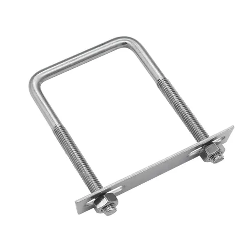 Vista 11 de Pernos en U cuadrados de acero inoxidable 304 de 2" (50 mm) de ancho interno, 4.72" (120 mm) de longitud, M10 con tuercas, placa de marco