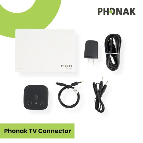 Vista 3 de Phonak - Conector de TV para audífonos - Dispositivo inalámbrico Bluetooth de transmisión de audio para sonido claro de TV, compatible con audífonos