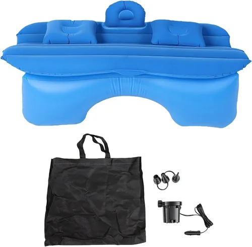 Vista 6 de SIXRUN Colchón de aire de coche con almohadas inflables para respaldo para Superficie flocada de PVC, soporte estable, tamaño de 53.1 x 33.5 in Azul