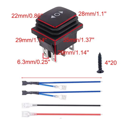 Vista 6 de TWTADE Interruptor Basculante de Palanca Momentáneo Impermeable de Polaridad Inversa 12V DC 10A Control de Motor Arriba Abajo 6 Pines 3 Posiciones
