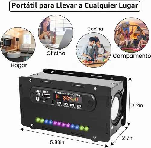 Vista 8 de Kit de altavoces DIY compatible con Bluetooth, kit de práctica de soldadura de radio FM DIY USB amplificador de sonido para el hogar control remoto