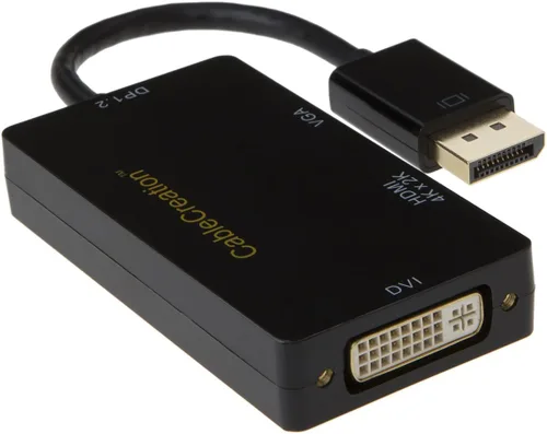 Vista 5 de CableCreation Adaptador de DisplayPort multifunción a HDMI/DVI/VGA, adaptador de DisplayPort DP 3 en 1, compatible con resolución HDMI 4K x 2K, negro