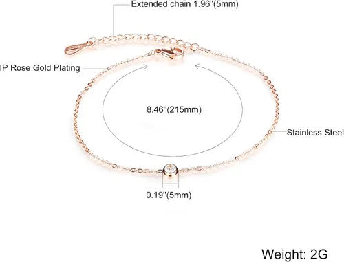Vista 5 de De la Mujer Anklet 18K Rose de oro tono cz de la suerte cadena de pie verano accesorio ajustable l8.46