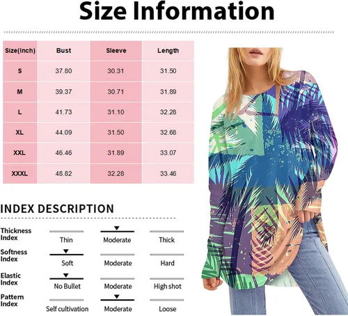 Vista 5 de Plus Size Tops for Women Printing Long Sleeve T Shirts Round Neck Leaky Thumb Pullover Tops Casual Loose Outfit