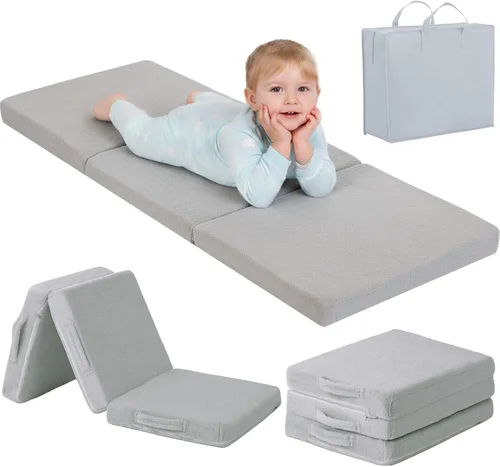 Vista 9 de Tiita Colchón de suelo plegable para niños - Tapete para siesta que brilla en la oscuridad con bolsa de almacenamiento, almohadilla de suelo