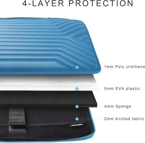 Vista 2 de DOMISO Funda para laptop de 14 pulgadas resistente a golpes e impermeable con asa, ligera, suave, EVA, estuche para tablet para laptops de Azul