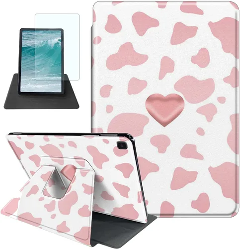 Vista 35 de Rossy Funda para Samsung Galaxy Tab A7 Lite de 8.7 pulgadas 2021 (SM-T220/T225/T227) + protector de pantalla giratorio de 360 grados con soporte