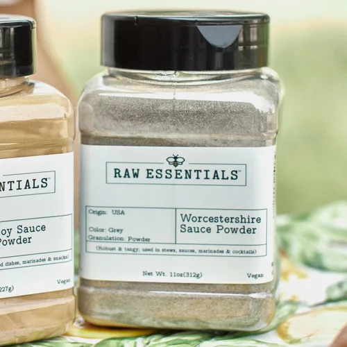 Vista 5 de Raw Essentials Worcestershire - Salsa en polvo, botella de 11 onzas Robusto y picante, eleva guisos, salsas, adobos y cócteles, veganos
