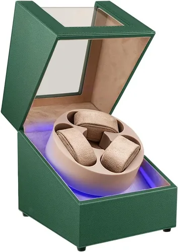 Vista 12 de J&T Technology Enrollador de reloj para relojes automáticos, enrollador automático de reloj con luz LED, caja de reloj giratoria con motor