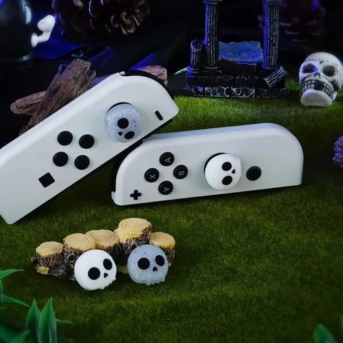 Vista 6 de Juego de 4 agarres para el pulgar de Nintendo Switch Joy-Con Joystick, bonitos accesorios de silicona suave compatibles con Nintendo Switch OLED