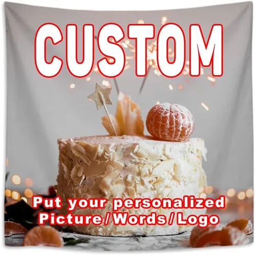 Vista 17 de KafePross Tapiz personalizado para colgar en la pared, 30 x 30 pulgadas, personaliza tu imagen, texto, dormitorio, pancarta para dormitorio