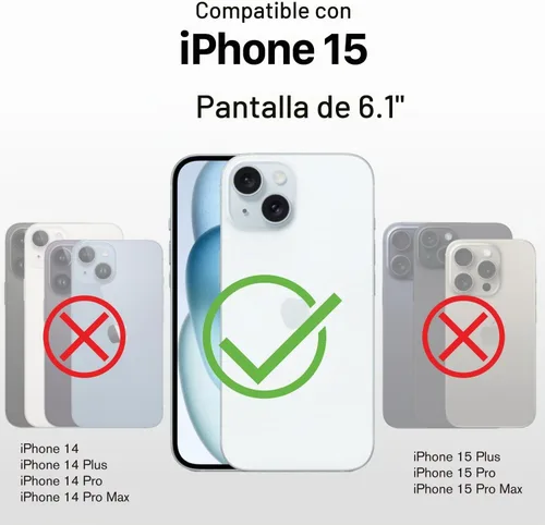 Vista 2 de VENA vCommute - Funda tipo cartera para iPhone 15, [protección contra caídas de grado militar] Funda de cuero con ranura para tarjetas con soporte