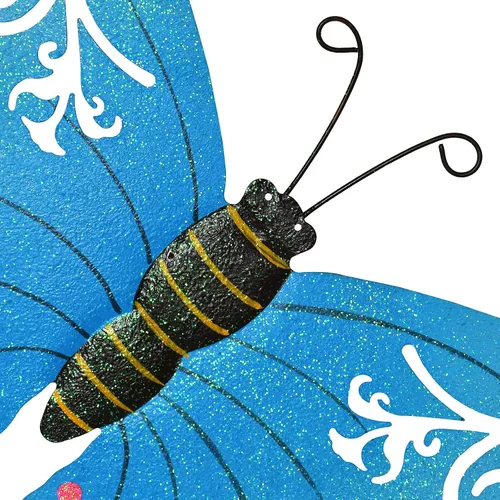 Vista 7 de Estaca decorativa de mariposa para jardín, bonita decoración de insectos de metal, decoración de jardín al aire libre para patio, porche, césped