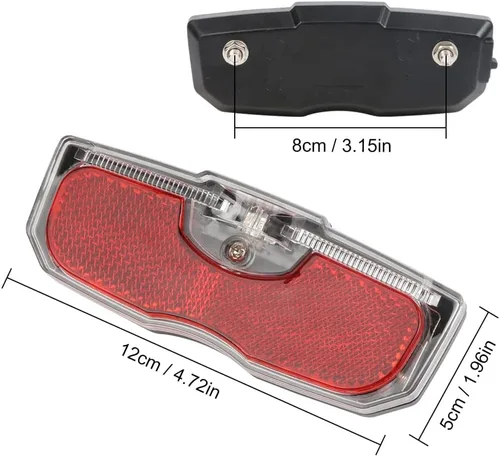 Vista 3 de Luz trasera de bicicleta, reflector trasero de bicicleta para portaequipajes, luz trasera reflectante de aleación de aluminio, montaje en tornillo