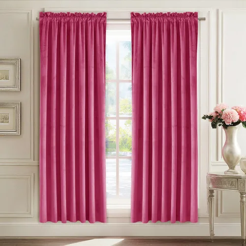 Vista 36 de JIUZHEN Cortinas de terciopelo beige de 63 pulgadas de ancho x 63 pulgadas de largo, cortinas de terciopelo retro suaves con bolsillo para barra