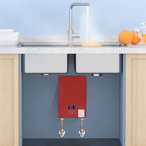 Vista 4 de Calentador de agua instantáneo sin tanque de 6500 W, calentador de agua eléctrico para debajo del fregadero con pantalla LED, calor rápido de 3