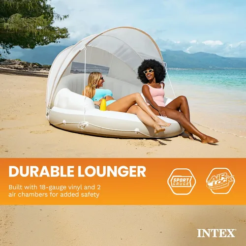 Vista 4 de INTEX 58292EP Canopy Island Flotador inflable para piscina: cómoda superficie de descanso - portavasos integrados - Parasol desmontable - Capacidad