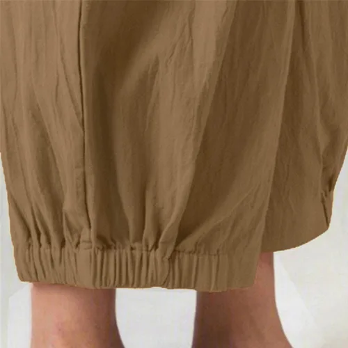 Vista 5 de Pantalones capri de yoga para mujer, pierna ancha, holgados, cómodos, con bolsillos