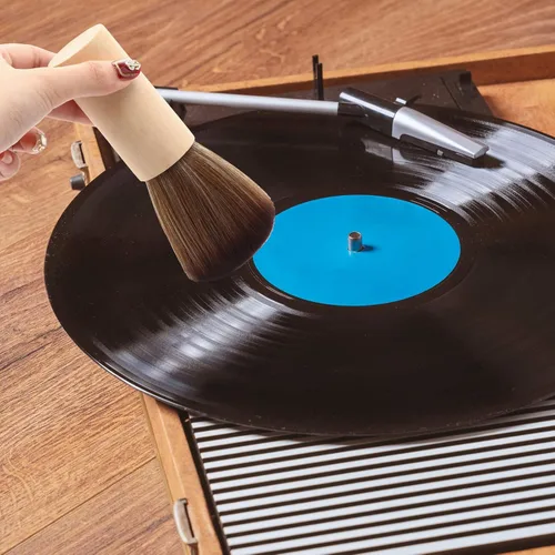 Vista 6 de Patelai Cepillo limpiador de discos de vinilo, plato giratorio, disco de vinilo, limpieza antiestática, cepillo de limpieza de polvo para discos
