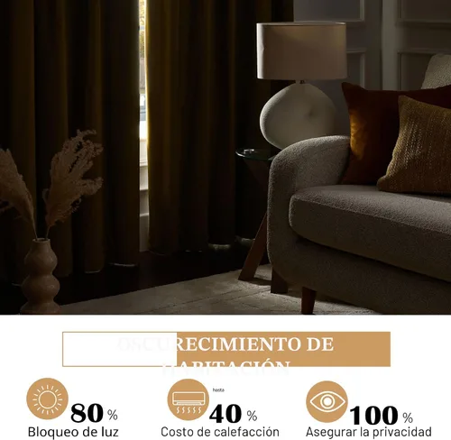 Vista 3 de Beauoop - Cortinas de terciopelo marrón para dormitorio, sala de estar, 52 x 96 pulgadas, 2 paneles Marrón dorado