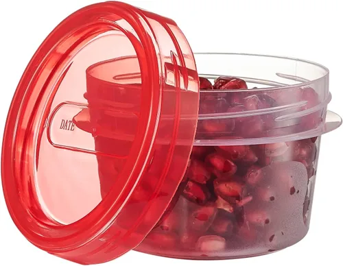 Vista 8 de PLASTICPRO Paquete de 6 recipientes de almacenamiento de alimentos con tapa giratoria con rosca roja, recipientes reutilizables de 4 onzas
