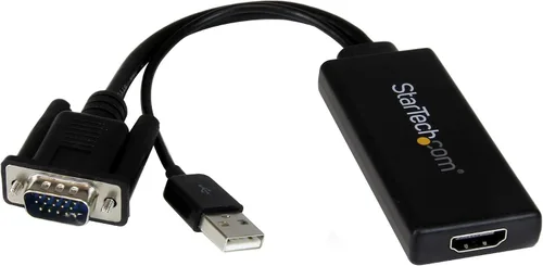 Vista 2 de StarTech Adaptador VGA a HDMI y cable de 6 pies (6.6 ft), alta velocidad 4K con Ethernet, video UHD 30Hz, estándar 1.4, monitores, proyectores