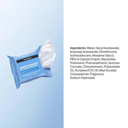 Vista 8 de Neutrogena Toallita de limpieza facial individual, toallitas faciales diarias para eliminar la suciedad, aceite, maquillaje y máscara impermeable