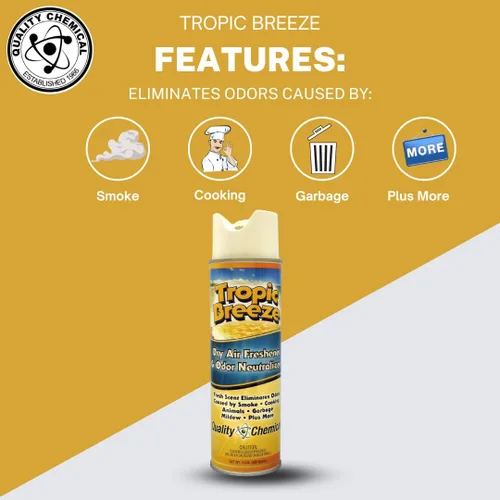 Vista 3 de Quality Chemical Tropic Breeze - El ambientador seco y eliminador de olores más potente, el mejor desodorante de habitación y aerosol de aire