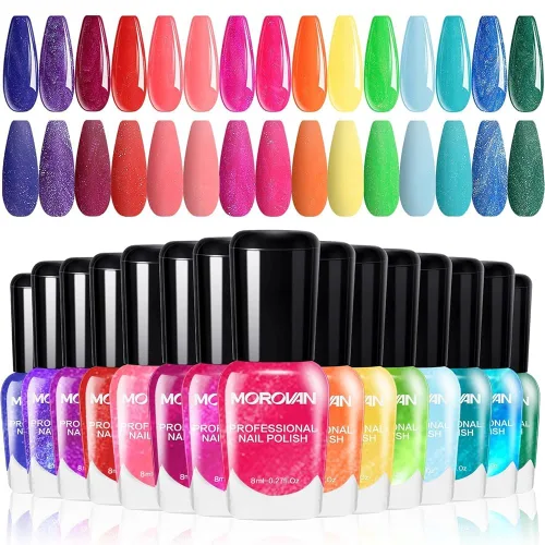 Vista 21 de Morovan - Juego de esmaltes de uñas brillantes: juego de regalo de 15 colores de secado rápido de larga duración Paquete de esmalte de uñas