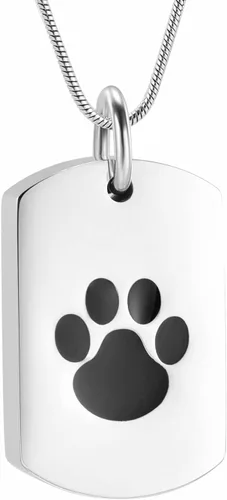 Vista 10 de Collar de urna de cremación para cenizas para mascotas, joyería conmemorativa de cenizas con estampado de patas, colgante de recuerdo, deja una foto