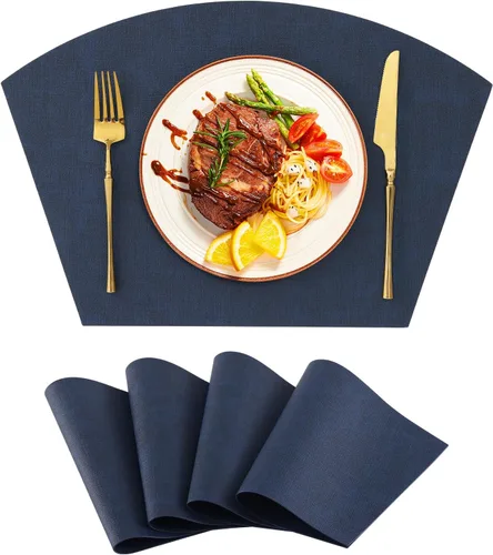 Vista 11 de Homaxy Juego de 4 manteles individuales de piel sintética resistentes al calor para mesa de comedor, impermeables, lavables, lavables, manteles