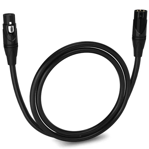 Vista 78 de LyxPro Cable de micrófono XLR hembra a macho de ángulo recto de 3 pines de 1.5 pies para altavoces amplificados, interfaz de audio, rendimiento