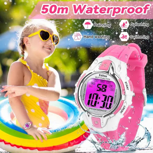 Vista 2 de Edillas Kids Watches Digital Girls Boys,7 Colors Light Wrist Watch for Child Waterproof Sport Outdoor Multifunctional Watches with StopwatchAlarm