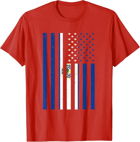 Vista 57 de El Salvador Shirt - El Salvador USA America Flag Men Women T-Shirt