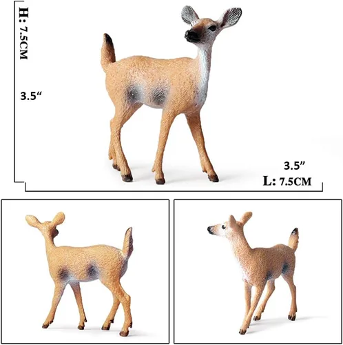 Vista 2 de Paquete de 6 figuras de ciervo, animales del bosque, figuras familiares de ciervos de cola blanca, decoración de pastel de criatura de bosque