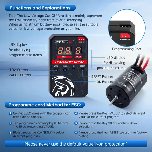 Vista 2 de Surpass Hobby ESC Tarjeta de programación RC Car Controlador de velocidad electrónico programador LED solo compatible con motor sin escobillas 3660