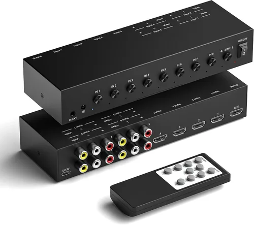 Vista 12 de Dingsun Convertidor AV a HDMI de 2 puertos, adaptador RCA a HDMI compatible 16: 9/4:3 compatible con WII, N64, PS2, VHS, reproductores de DVD VCR