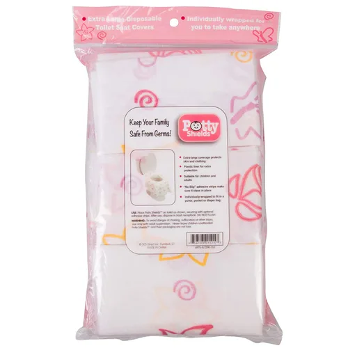 Vista 9 de Cubiertas de asiento de inodoro desechables XL de Potty Shields, paquetes individuales, 12, Floral