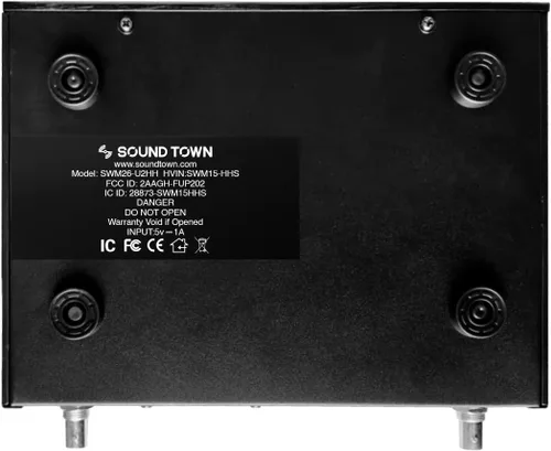 Vista 6 de Sistema Sound Town de micrófono inalámbrico UHF de metal de 200 canales con 2 micrófonos de mano y escaneo automático, para iglesia, escuela, boda
