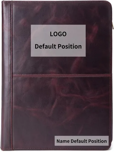 Vista 16 de Portafolio de cuero con carpeta de 3 anillas, padfolio de cuero vegano con cremallera, portafolio organizador profesional de negocios para regalo