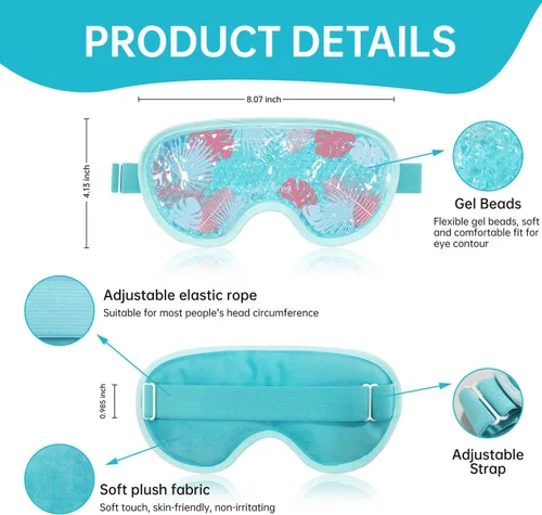 Vista 6 de Máscara refrescante para ojos fríos, máscara de compresión para ojos hinchados, reutilizable para ojos hinchados, gel de hielo para ojos cansados